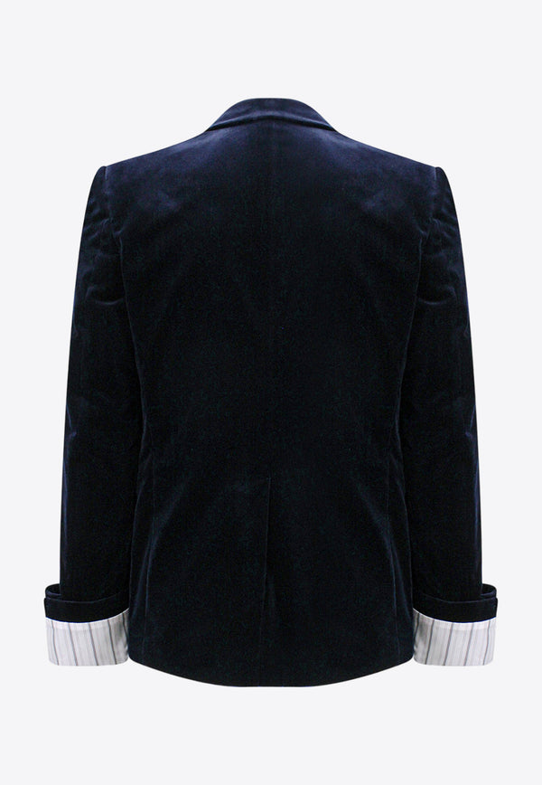 Gucci Single-Breasted Velvet Blazer Blue 753082ZJV75_4240