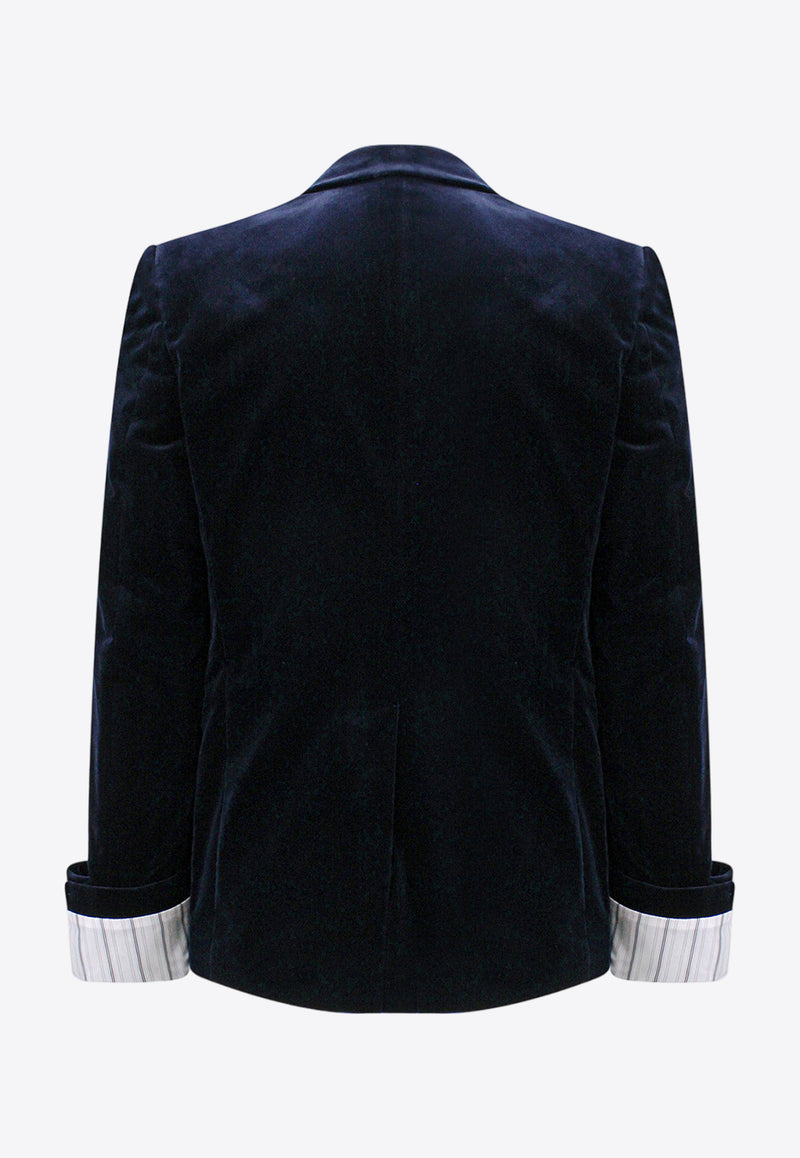 Gucci Single-Breasted Velvet Blazer Blue 753082ZJV75_4240