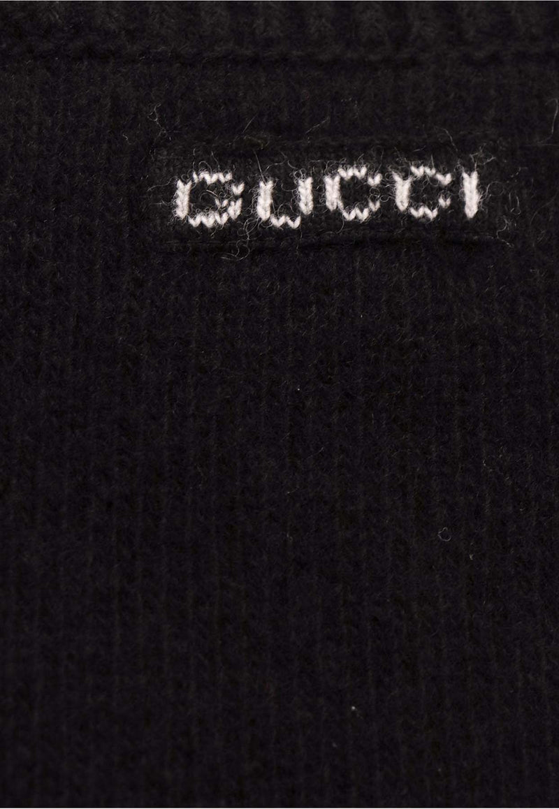 Gucci Logo Intarsia Wool Cardigan Black 770032XKDRL_1000