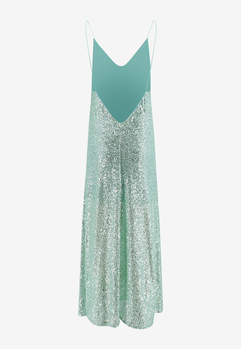 The Nina Studio Aphrodite Sequined Midi Dress Green APHRODITE_COLDWATER