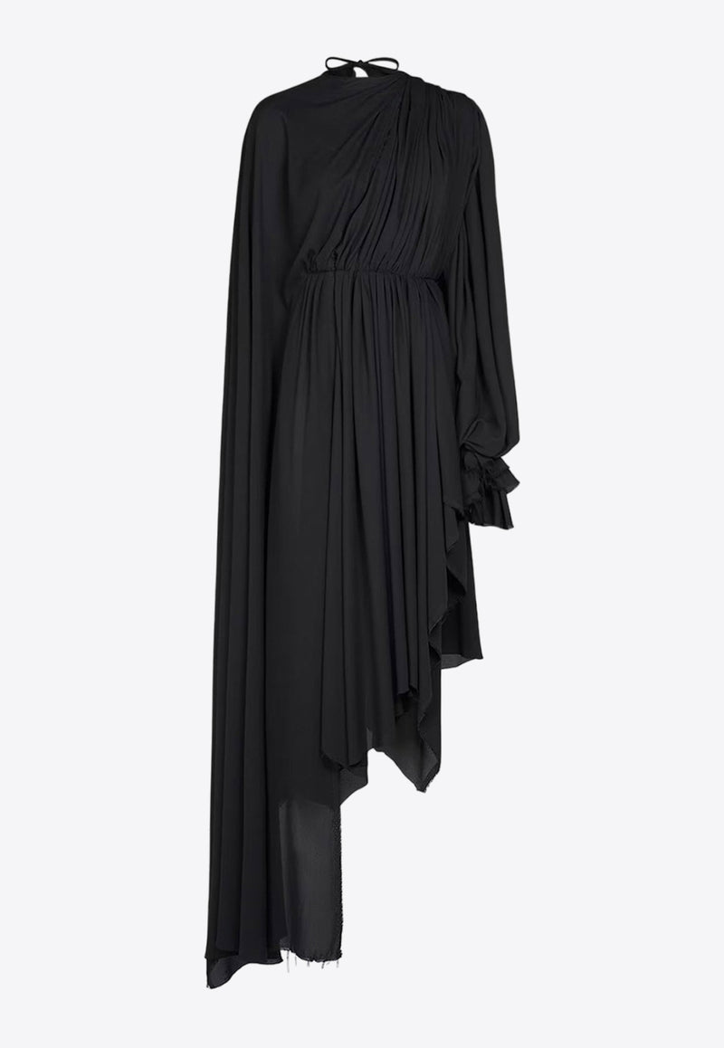 Balenciaga Asymmetric Plisse Midi Dress Black 768709TGO08_1000