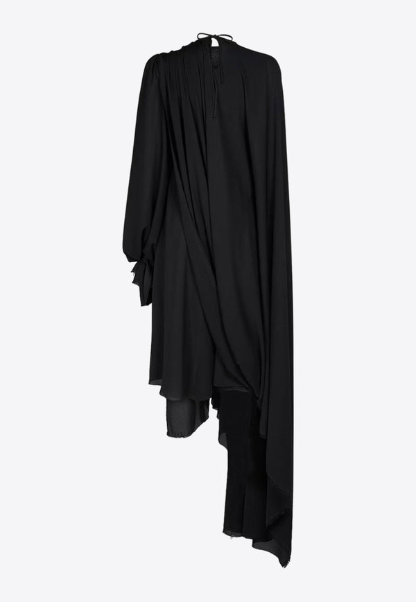 Balenciaga Asymmetric Plisse Midi Dress Black 768709TGO08_1000