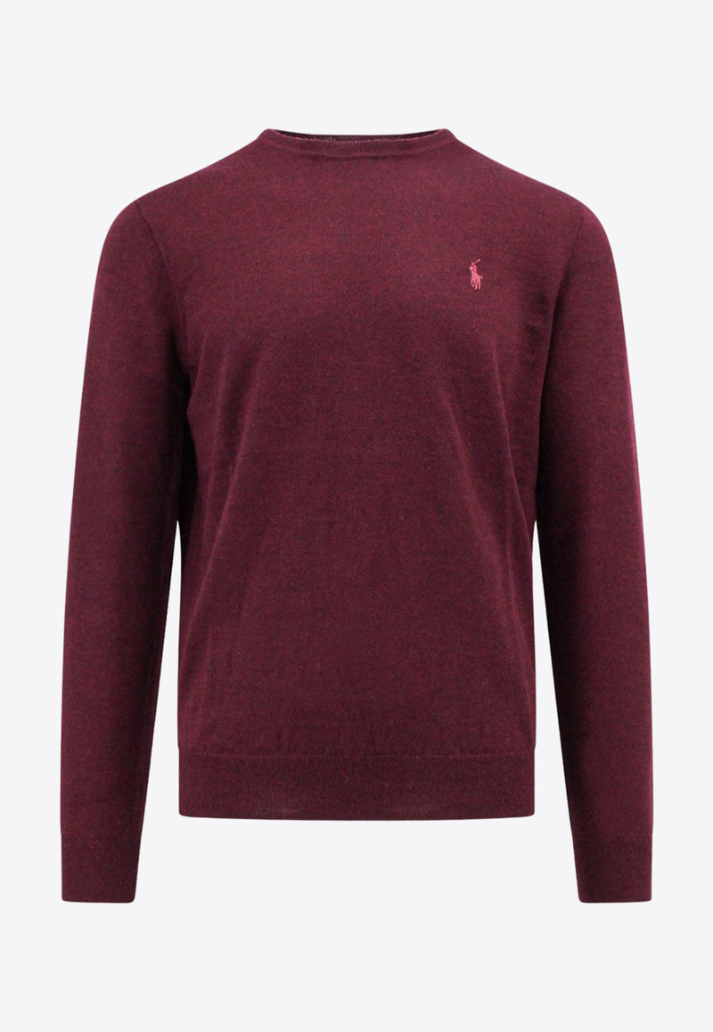 Polo Ralph Lauren Logo Embroidered Crewneck Sweater Bordeaux 710876846_005