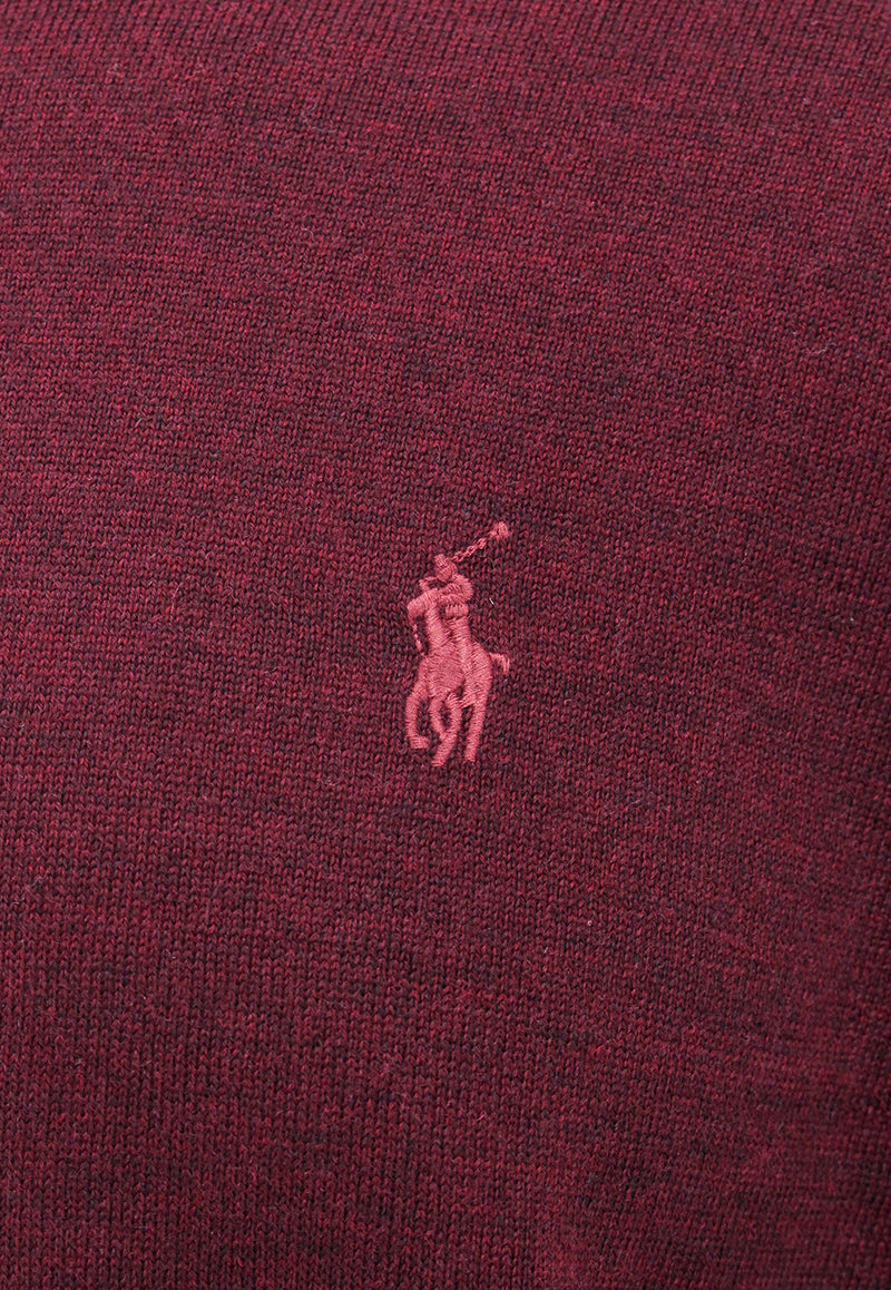 Polo Ralph Lauren Logo Embroidered Crewneck Sweater Bordeaux 710876846_005