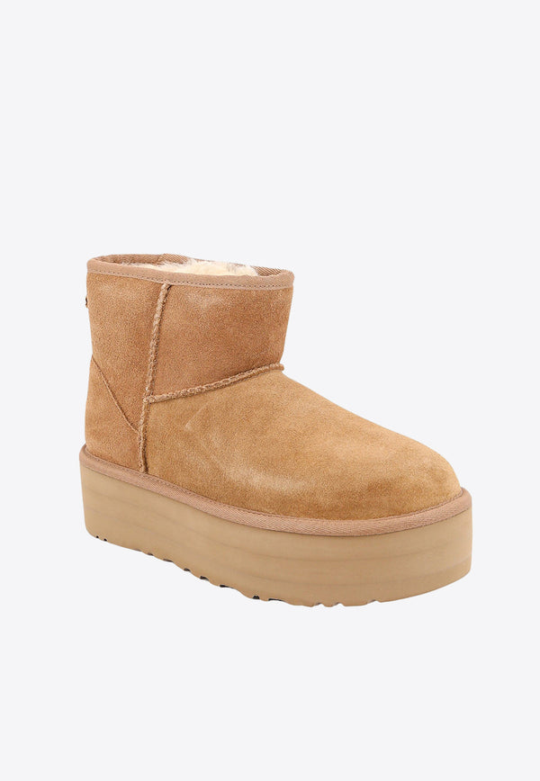 UGG Mini Classic Flatform Suede Boots Chestnut 1134991_CHE