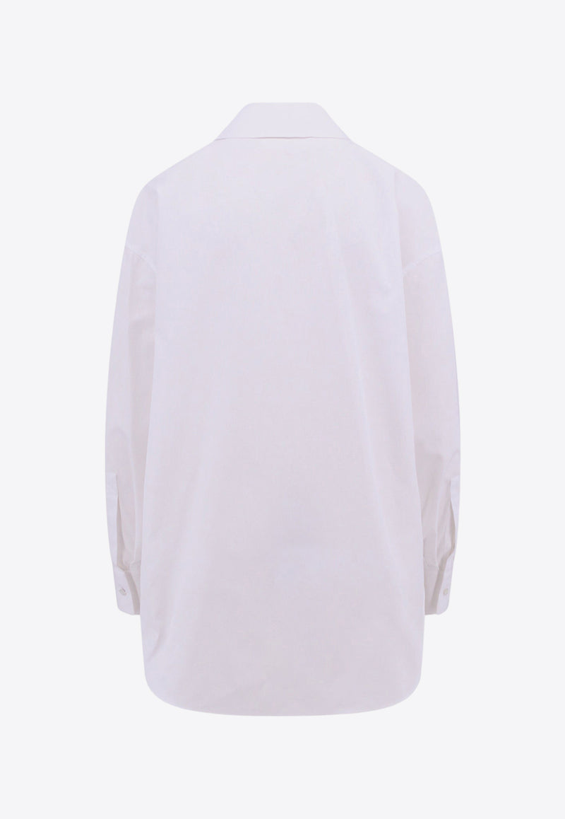 Alexander McQueen Draped Orchid Detail Shirt White 768314QAAAD_9000