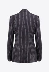 Alexander McQueen Double-Breasted Pinstripe Wool Blazer Black 768496QJADN_1090