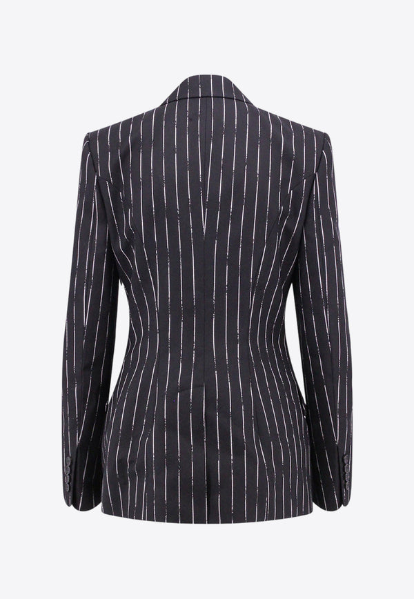 Alexander McQueen Double-Breasted Pinstripe Wool Blazer Black 768496QJADN_1090