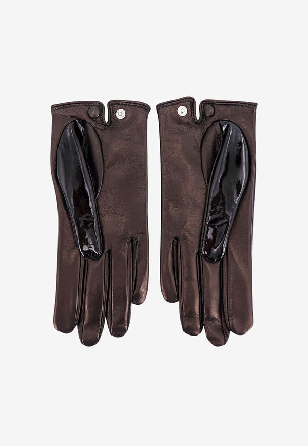 Durazzi Milano Patent Leather Gloves Black FW23G03B_B001