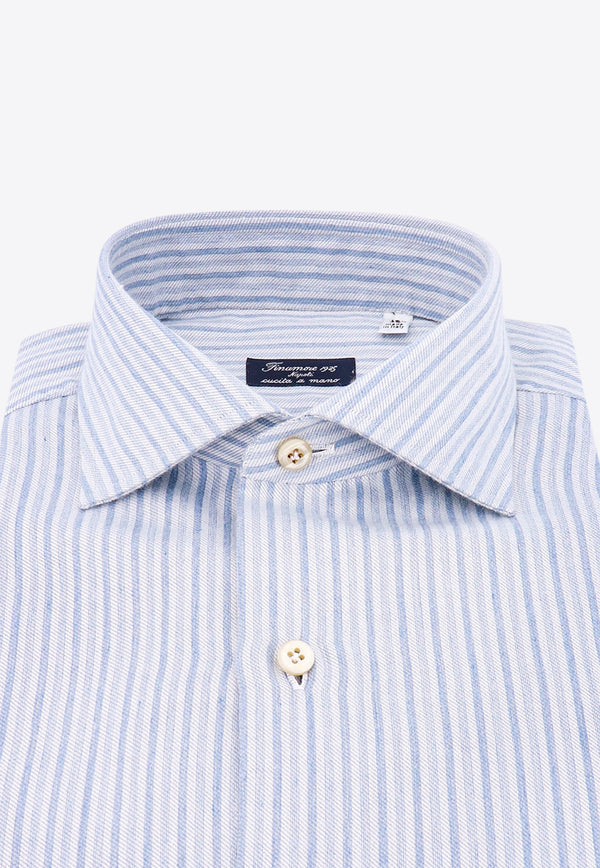 Finamore 1925 Striped Cashmere-Blend Long-Sleeved Shirt Blue 060251A3082_01