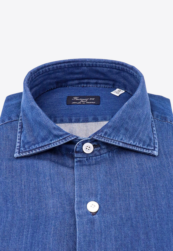 Finamore 1925 Essential Long-Sleeved Denim Shirt Blue 045880C0512D_11