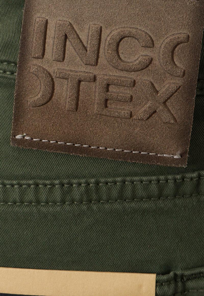 Incotex Suede Logo Patch Straight-Leg Pants Green BDPS0003305S_724