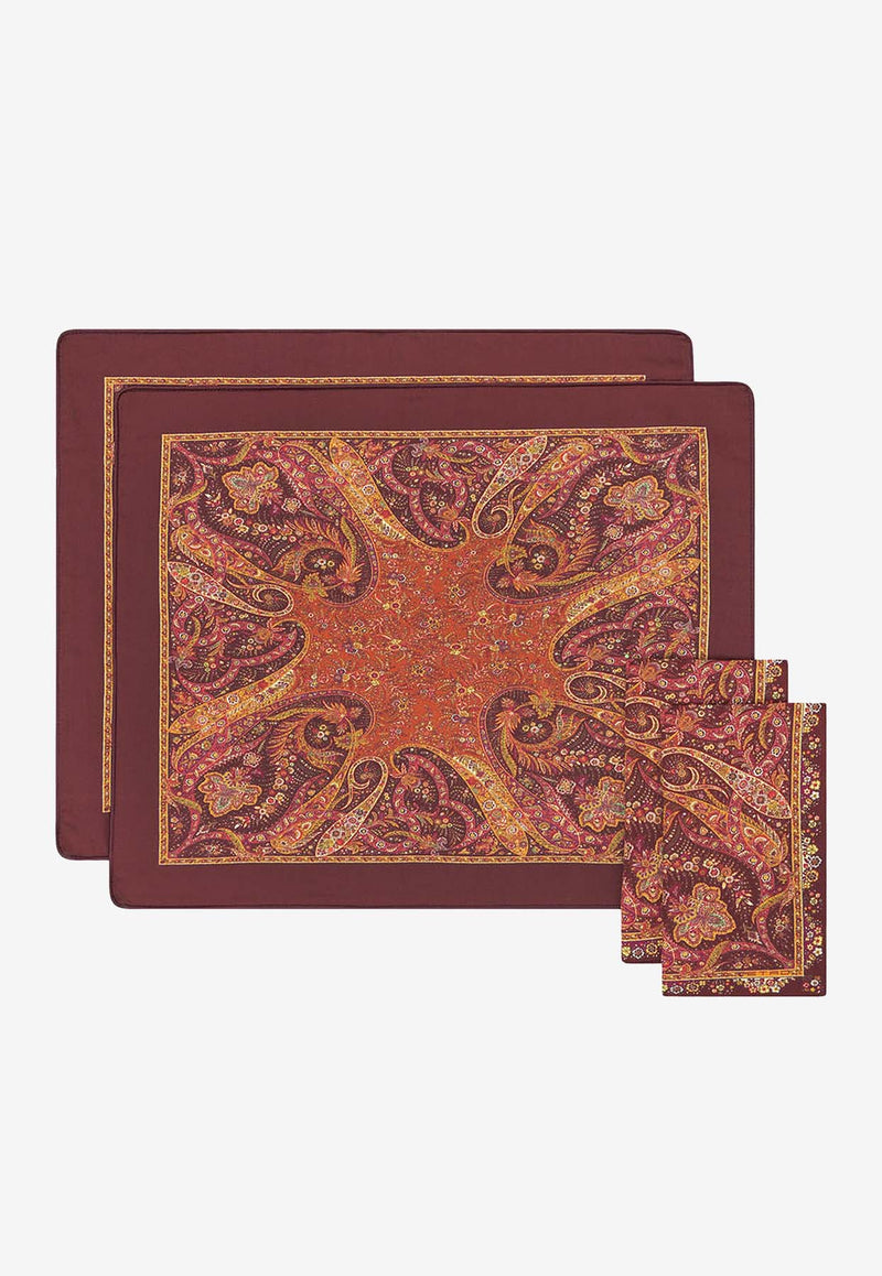 Etro Home Paisley Print Table Napkins and Placemats Set - Set of 2 Burgundy 499578150_0100