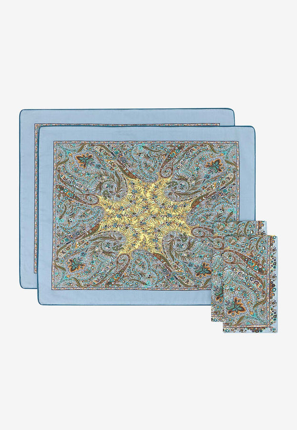 Etro Home Paisley Print Table Napkins and Placemats Set - Set of 2 Blue 499578150_0250