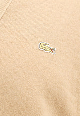 Comme Des Garçons Shirt X Lacoste Asymmetric Wool Cardigan Beige FLN005_CAMEL