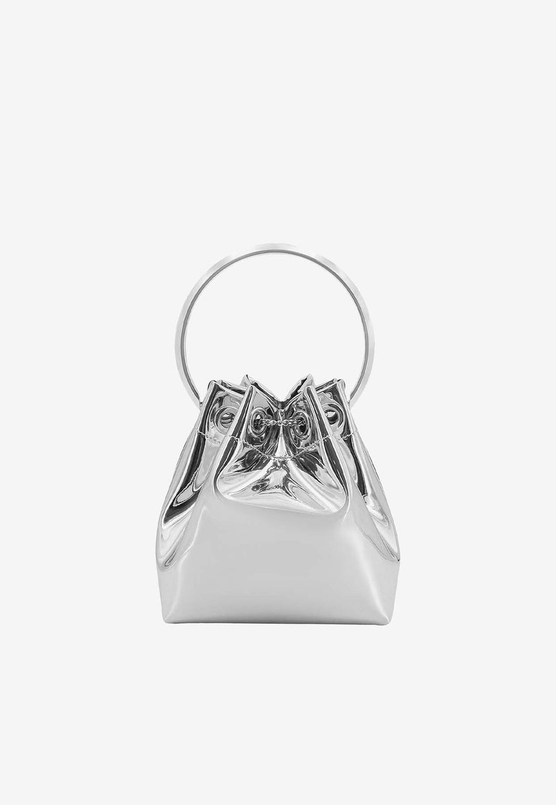 Jimmy Choo Mini Bon Bon Mirrored Leather Bucket Bag Silver BONBONXVK_SILVER