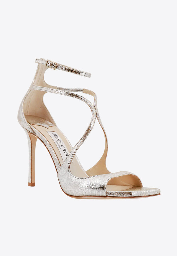 Jimmy Choo Azia 95 Glittered Sandals Champagne AZIA95GLE_CHAMPAGNE