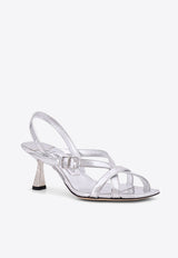 Jimmy Choo Jessica 65 Laminated Leather Slingback Sandals Silver JESSICA65QUI_SILVER