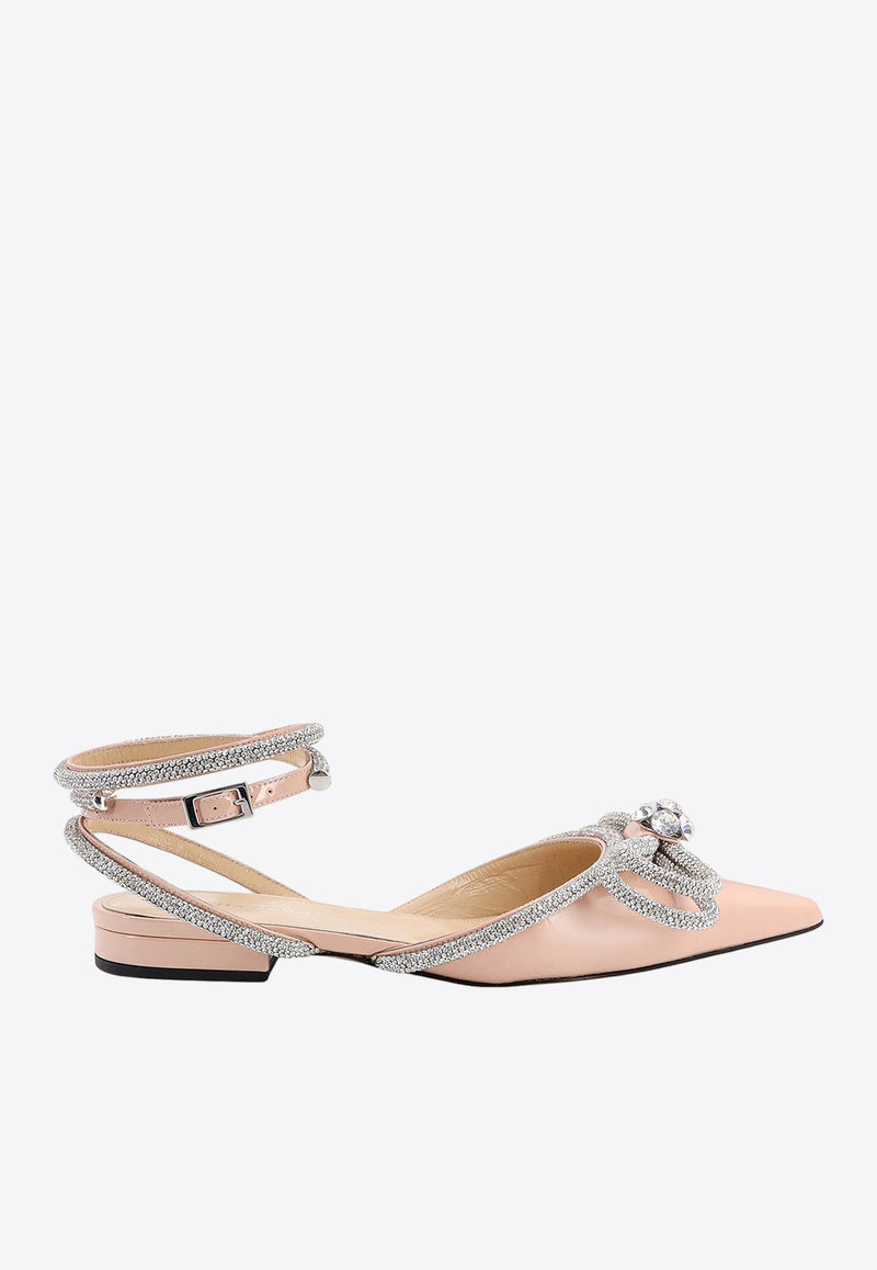 Mach 
Mach Double Bow Pointed-Toe Flats Pink R24S0017PAT_BEIGE