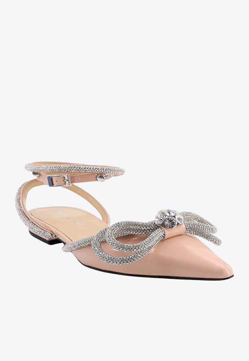 Mach 
Mach Double Bow Pointed-Toe Flats Pink R24S0017PAT_BEIGE