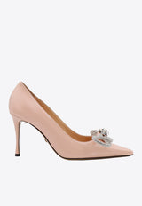 Mach 
Mach Double Bow 85 Crystal Embellished Pumps Pink R24S023095PAT_NUDE