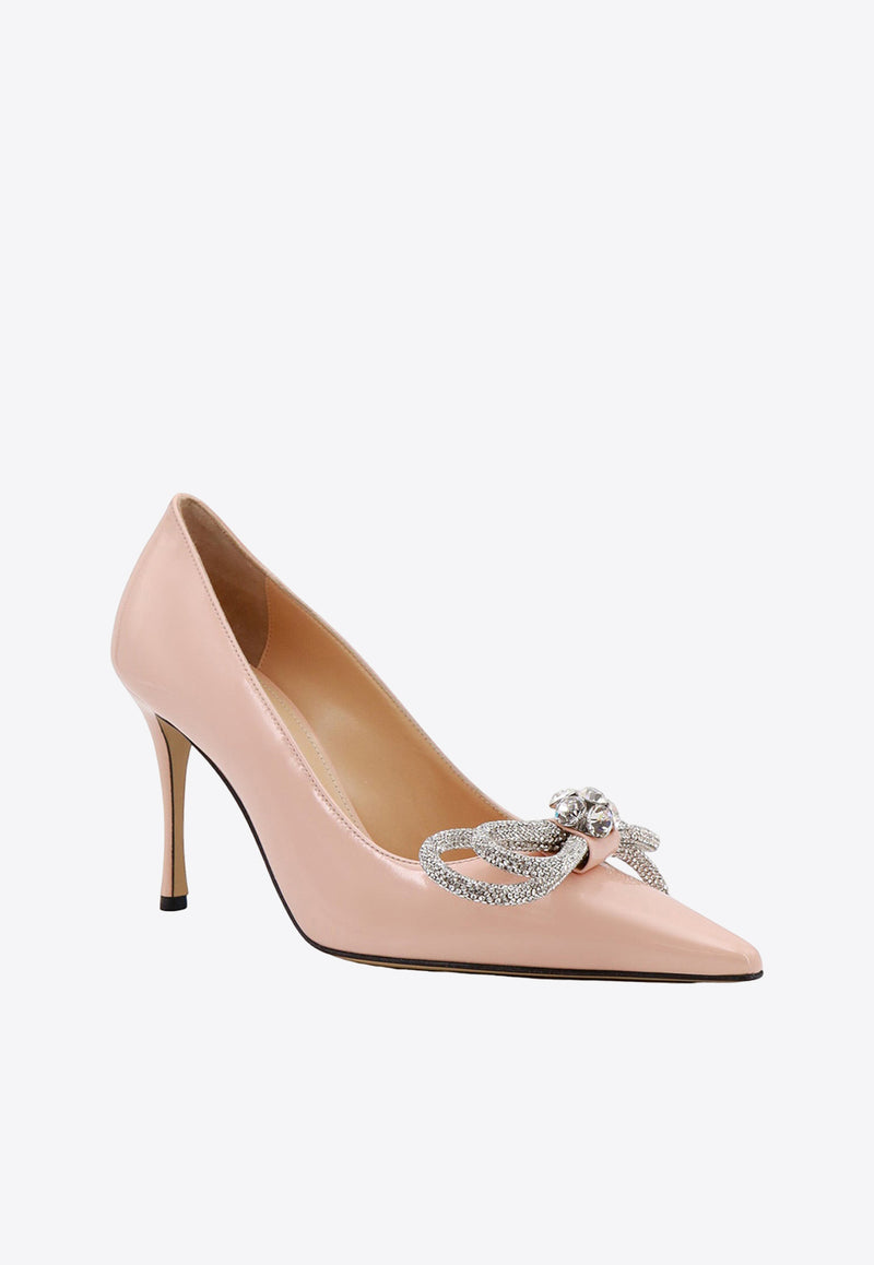 Mach 
Mach Double Bow 85 Crystal Embellished Pumps Pink R24S023095PAT_NUDE