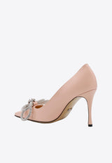 Mach 
Mach Double Bow 85 Crystal Embellished Pumps Pink R24S023095PAT_NUDE