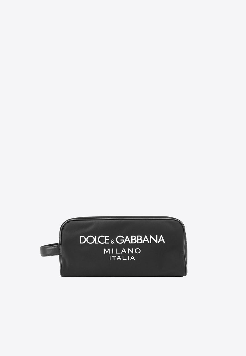 Dolce 
Gabbana Rubberized Logo Toiletry Pouch Black BT0989AG182_8B956