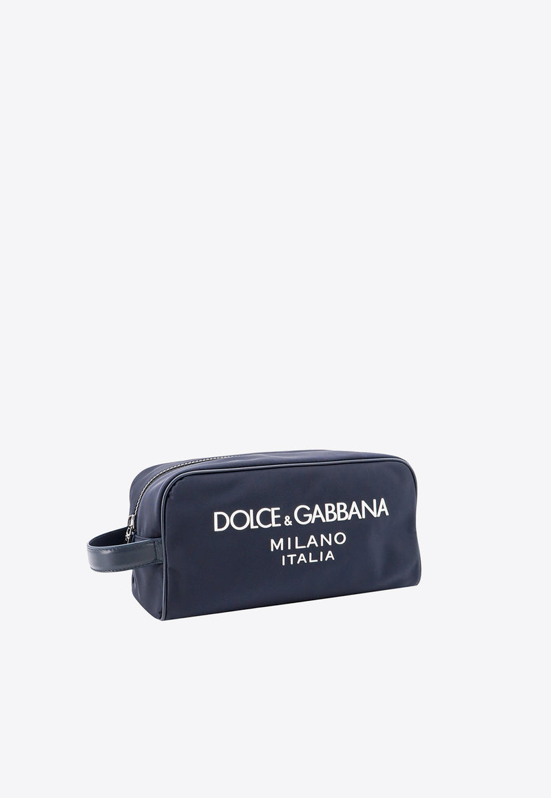 Dolce 
Gabbana Logo Print Nylon Zip Pouch Blue BT0989AG182_8C653