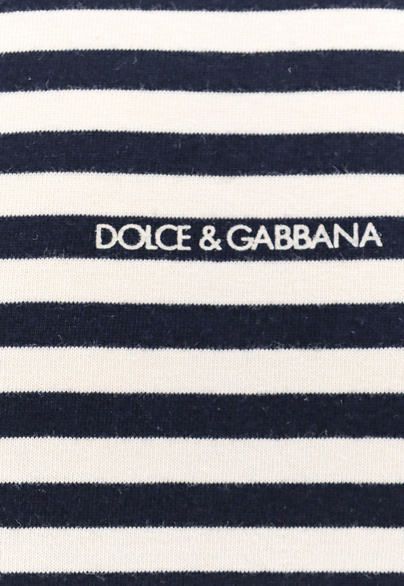 Dolce 
Gabbana Logo Embroidered Stripe T-shirt Monochrome G8RG6TG7K3P_S9000