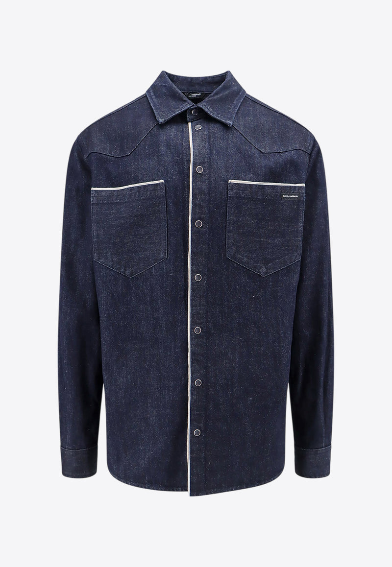 Dolce 
Gabbana Selvedge Long-Sleeved Denim Shirt Blue G5LN3DG8KF1_S9001