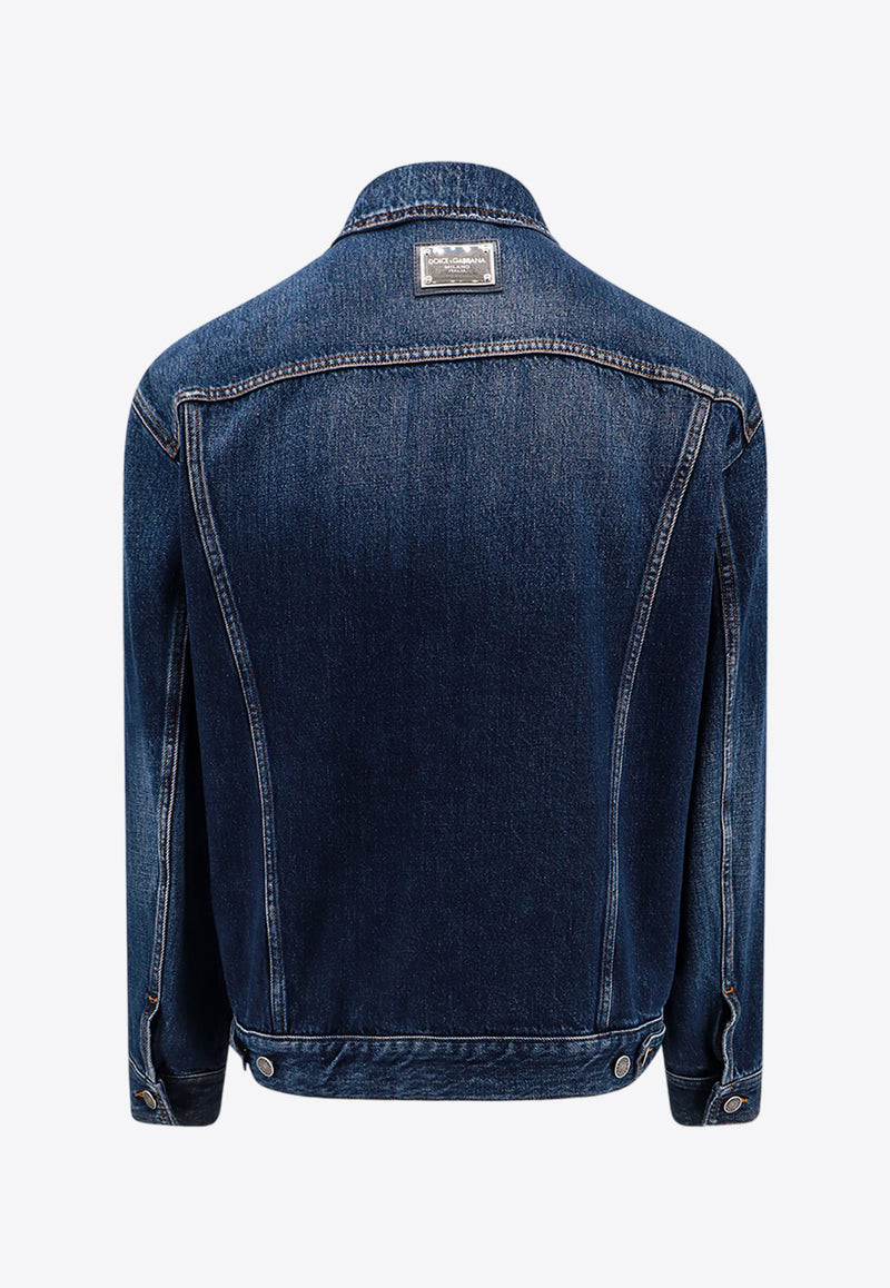 Dolce 
Gabbana Logo Plate Denim Jacket Blue G9NL5DG8KE5_S9001