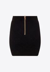 Balmain Diamond Pattern Knit Mini Skirt Black CF1LB004KF53_0PA