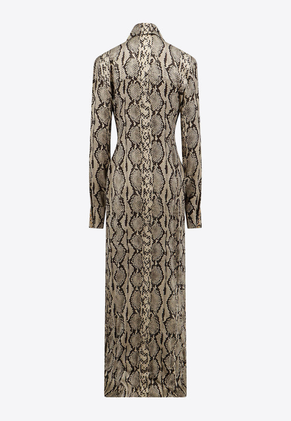 Balmain Python Print Maxi Shirt Dress
 Beige CF1RR705VE14_9AH