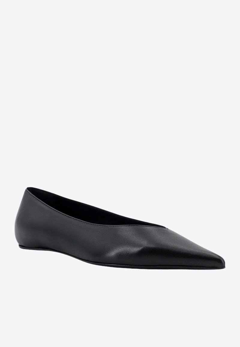 Toteme The Asymmetric Pointed Ballet Flats Black 241WAS990LE0002_001