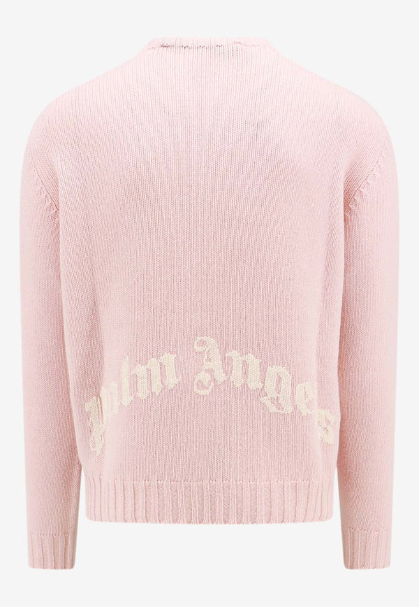 Palm Angels Logo Intarsia Wool Sweater Pink PMHE027C99KNI001_3001