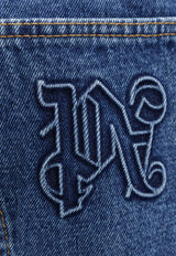 Palm Angels Monogram Straight-Leg Jeans Blue PMYA039R24DEN001_4010