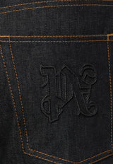 Palm Angels Monogram Embossed Straight-Leg Jeans Black PMYA040R24DEN001_1072