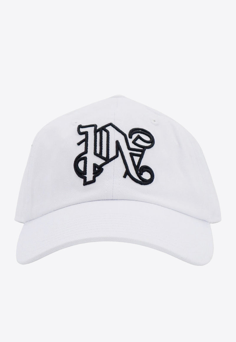 Palm Angels Embroidered Monogram Baseball Cap White PMLB094R24FAB012_0110