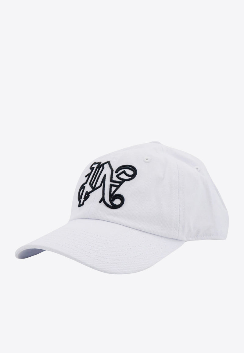 Palm Angels Embroidered Monogram Baseball Cap White PMLB094R24FAB012_0110