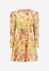 Zimmermann Matchmaker Floral Print Belted Mini Dress Yellow 8985DMAT_YEHI