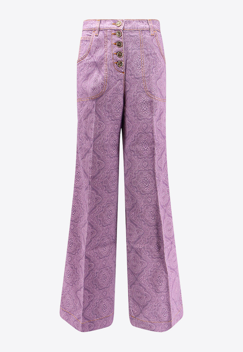 Etro Geometric Print Flared Pants Purple WRNB0004AK034_X0876