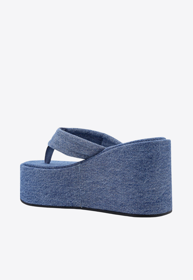 Coperni 95 Denim Flatform Wedge Sandals Blue COPSH09202_WASBLU