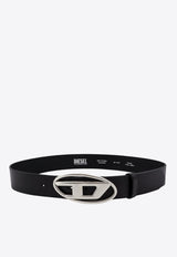 Diesel Oval-D Logo Buckle Leather Belt Black X08516PR666_T8013