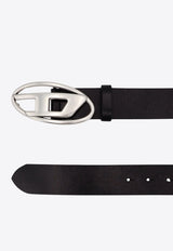 Diesel Oval-D Logo Buckle Leather Belt Black X08516PR666_T8013