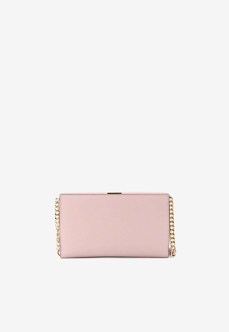 Michael Kors Logo Plaque Leather Clutch Pink 32R4GJ6C9L_187