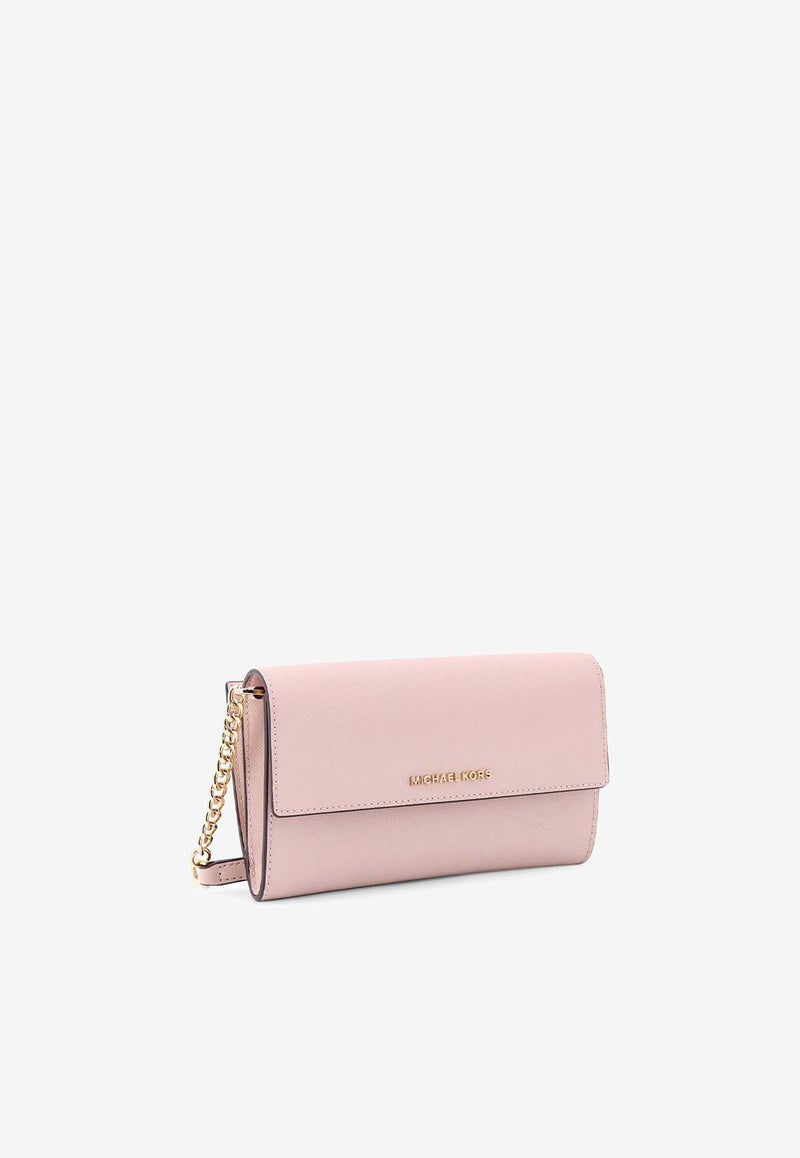 Michael Kors Logo Plaque Leather Clutch Pink 32R4GJ6C9L_187