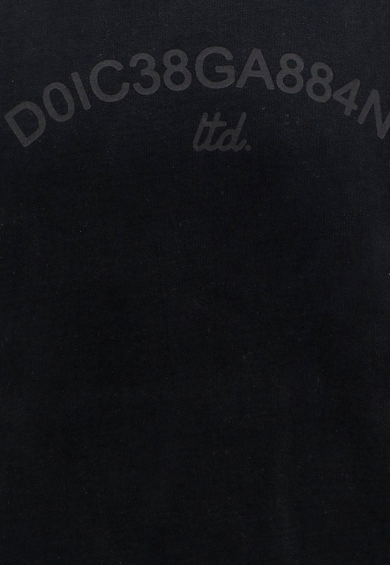 Dolce 
Gabbana Logo Print Hooded Sweatshirt Black G9AKATHU7PP_N0000