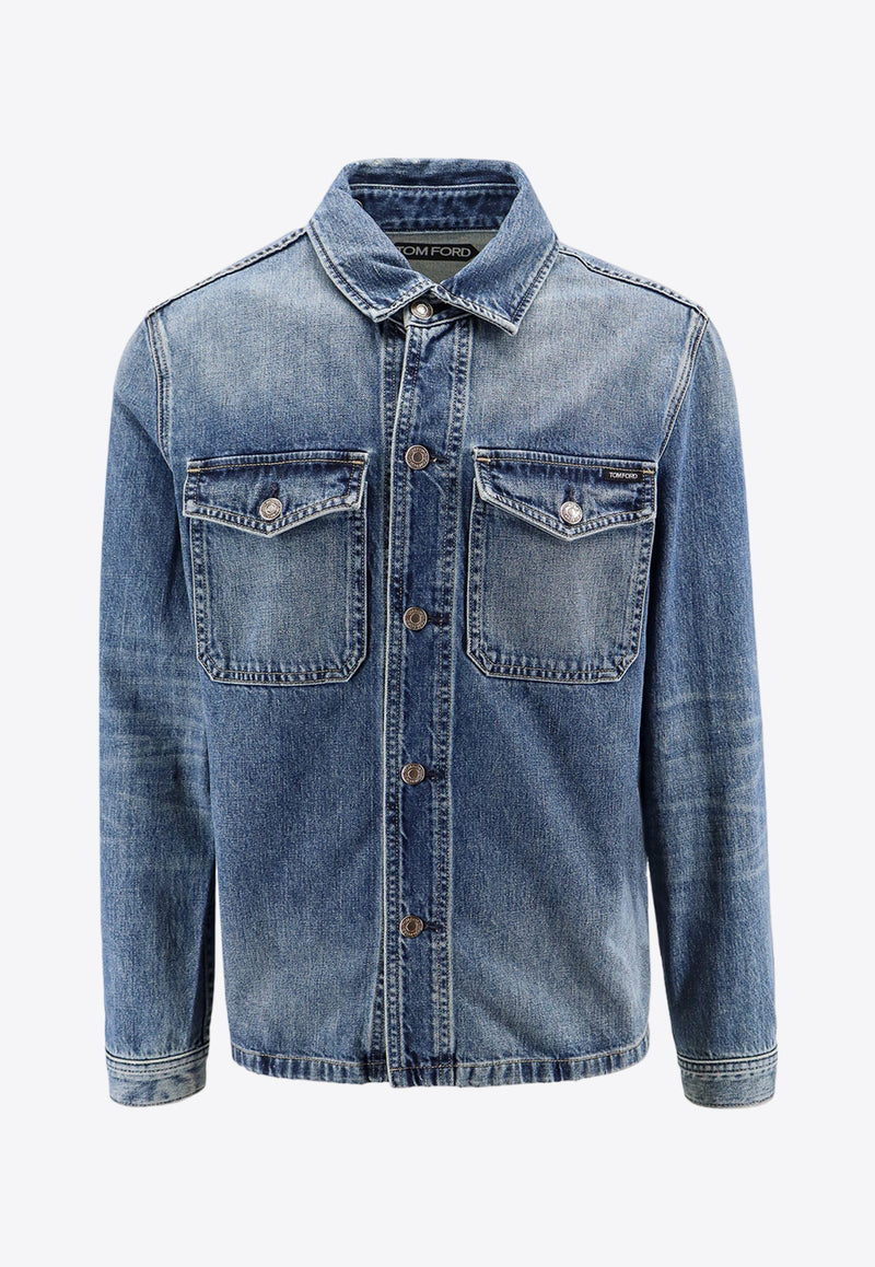 Tom Ford Buttoned Denim Jacket Blue DJR002DMC042S24_HB378