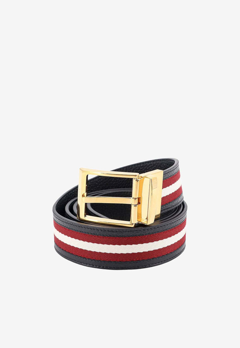 Bally Striped Logo Print Belt Black MBB02PSI057_I946O